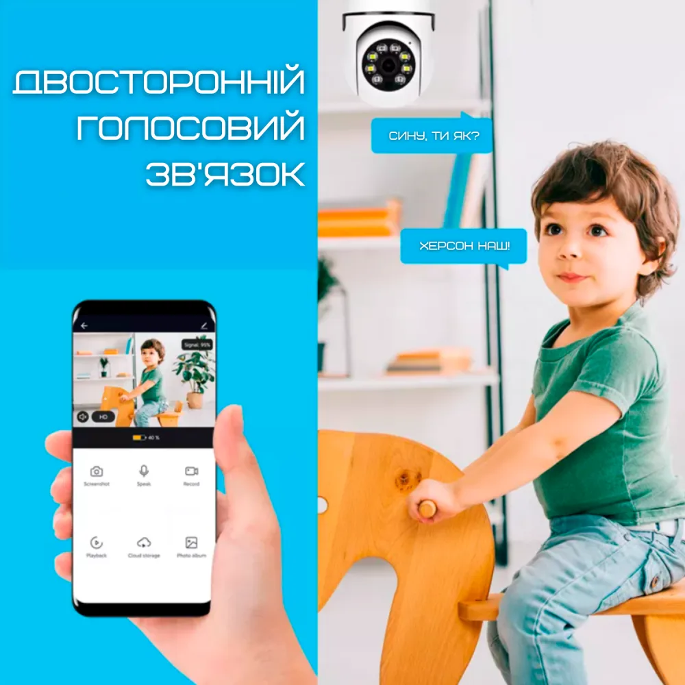 Бездротова Поворотна WIFI Камера Лампочка з Датчиком Руху та Нічним Баченням з ІЧ Підсвічуванням Full HD — фото 4