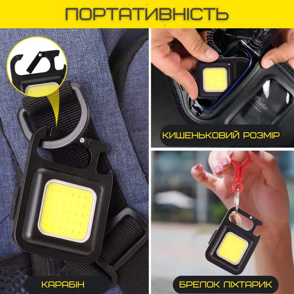 Портативний Замок Ліхтарик Кишеньковий 4в1 на Магніті та Акумуляторі TYPE-C зі Складною Підставкою Чорний — фото 4